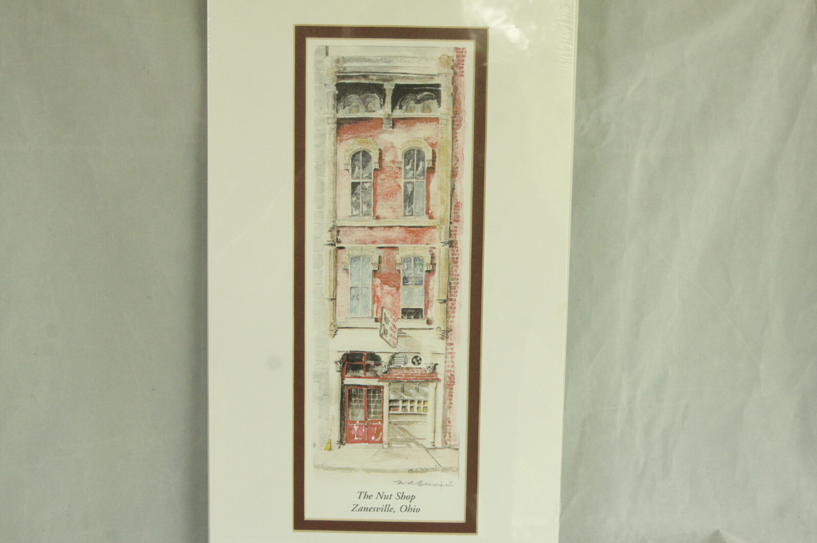 VINTAGE PRINT THE NUT SHOP ZANESVILLE, OHIO SIGNED BY THE ARTIST MARY