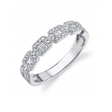 14k WHITE GOLD BAGUETTE  ROUND DIAMOND STACKABLE WEDDING ANNIVERSARY BAND 2084