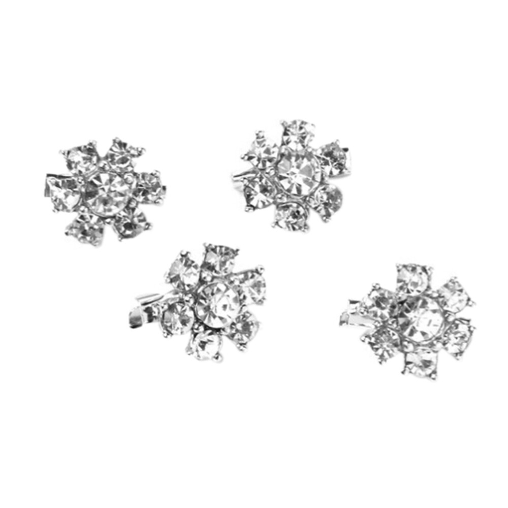 4pcs Brooch Decorative Shiny Rhinestone Flower Shaped Brooch Decoration Women
