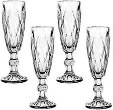 Set of 4 for 5oz Vintage Pattern Embossed Champagne Glass 150ml Premium Glass