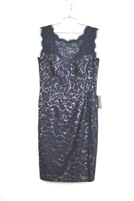 eliza j asymmetrical lace fit & flare dress