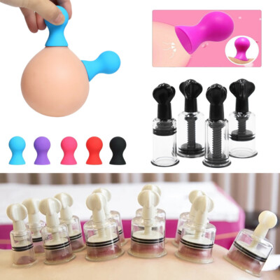 #ad 2pcs Nipple Sucker Breast Enlarger Pump Bondage Breast Suction Vacuum Pump Milk $9.79