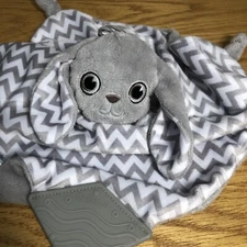 BooginHead Lovey Bunny Rabbit Security Blanket Teether Zig Zag Gray 12" x 12"