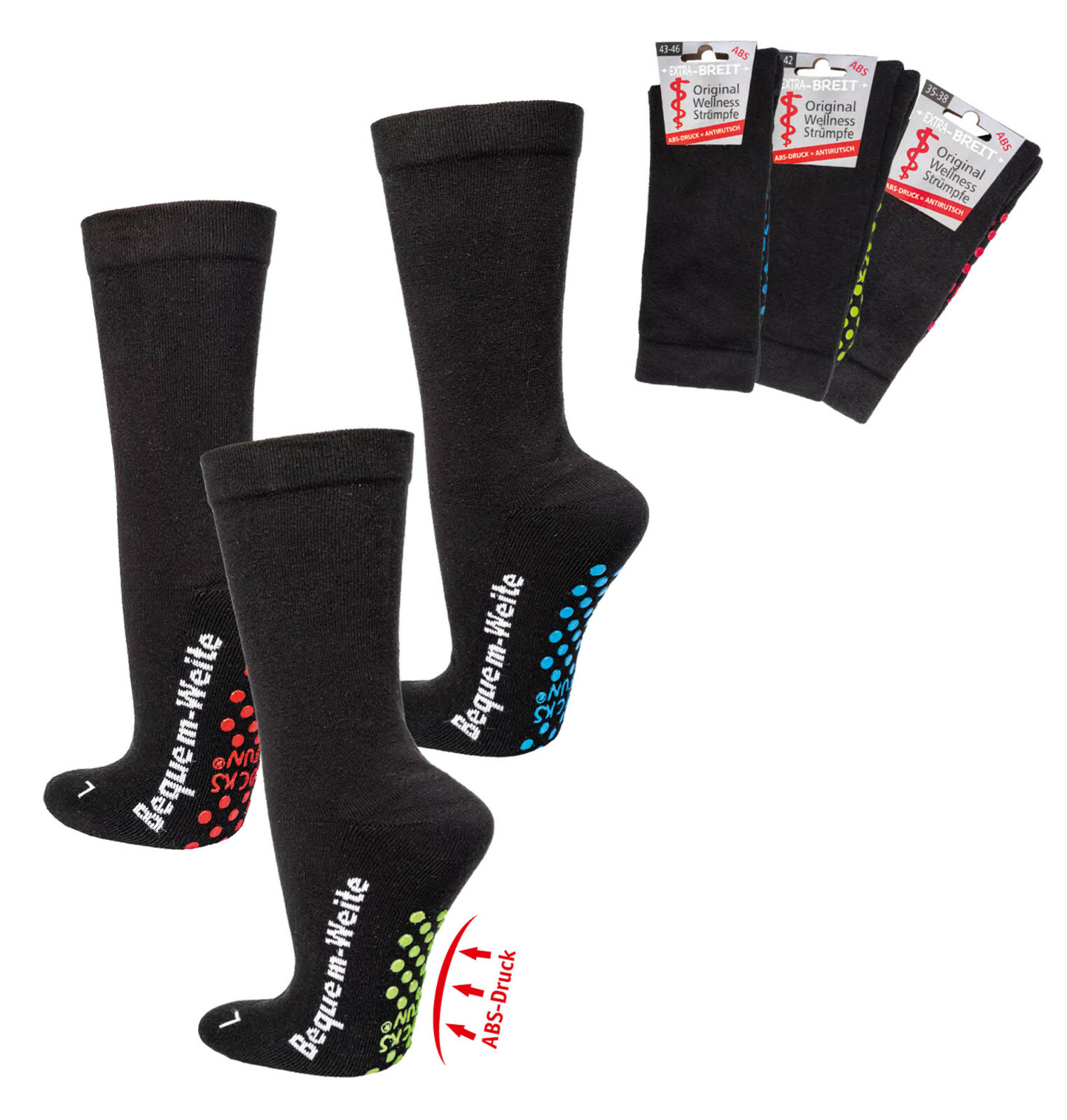 **NEUHEIT**2-10 Paar Diabetikersocken EXTRA-BREIT weit Diabetes Strümpfe mit ABS