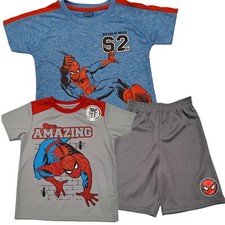 Marvel Spider-Man 3 Piece Set: BlueT-shirt Grey T-shirt Shorts Size 5 New