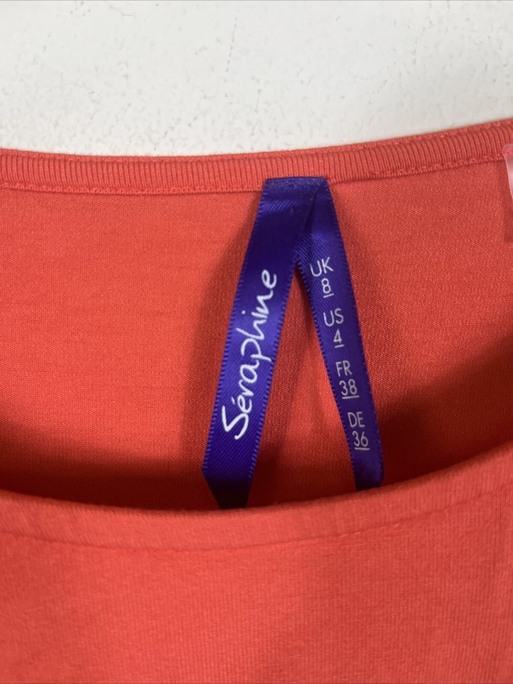 SERAPHINE Orange Viscose Stretch Nursing Maxi Dress Size 4 Maternity - Image 2 of 4