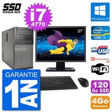 PC Tour Dell 7020 Ecran 27" Intel Core i7-4770 RAM 4Go SSD 120Go Windows 10 Wifi