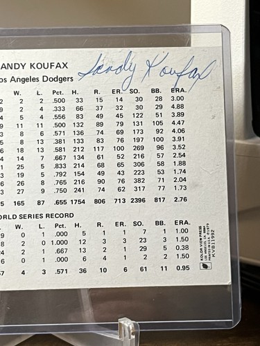 SANDY KOUFAX firmata anni 60 squadra Dodgers emessa foto cartolina auto