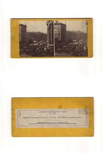 Orig. Anthony Stereoview ca. 1865 Funeral President Lincoln New York 23rd Reg't