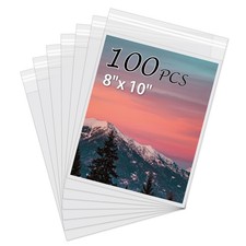 Acid-Free Picture Sleeves, 100Pack Crystal Clear Storage Bags for 8x10 Art Pr...