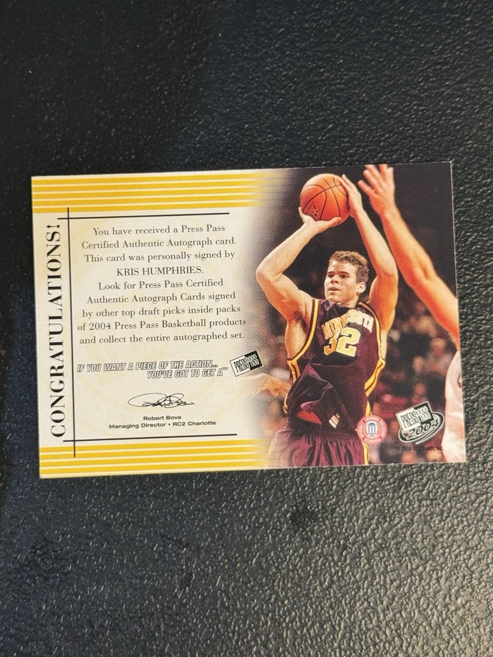 Press Pass 2004 - Autógrafos Blue Kris Humphries/50 (AU, RC) Foto 2 de 2