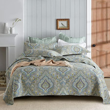 Cotton Bedspread Quilt Sets, 3 Pieces Reversible Comforter Coverlet Sets,Classic