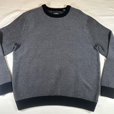 Chaps Crewneck Sweater Men's XL 100 Cotton Black  Gray Patterned Ribbed Preppy