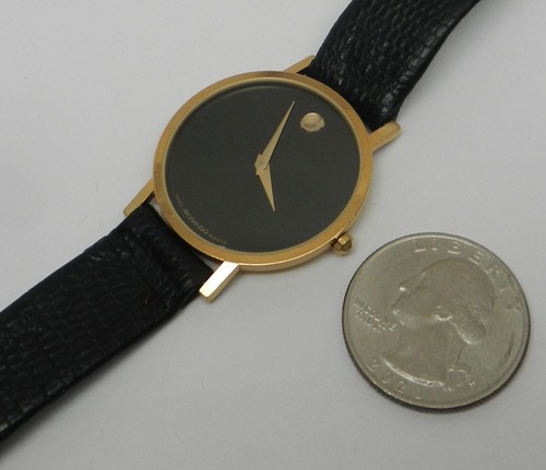 Men's Authentic Swiss Vintage Movado 31mm Museum Ultra Thin Gold W/ Black Dial - Picture 8 of 19