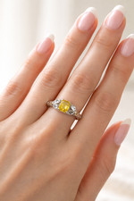 1.54ct Radiant Fancy Yellow Diamond Ring VS2 EGL 14K White Gold Custom Estate