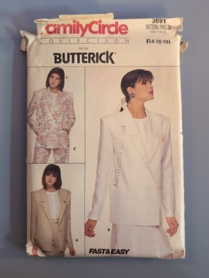 Vintage Butterick 3691 Misses Family Circle Blazer Pattern Size 14 16 18 Cut