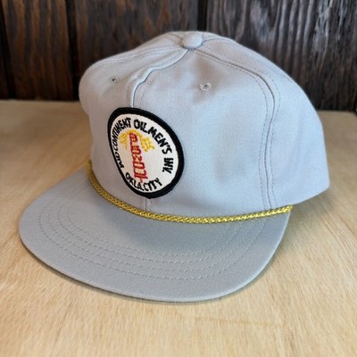 Mid Continent Oilmens Vintage Golf Hat Oil Blow Out Oklahoma City Town Talk Gray