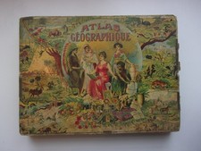 ATLAS GEOGRAPHIQUE - PUZZLE de CUBES circa 1900-1910 complet 6 cartes