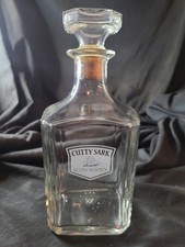 Cutty Sark Scots etched Whisky Decanter empty glass bottle with cork stopper