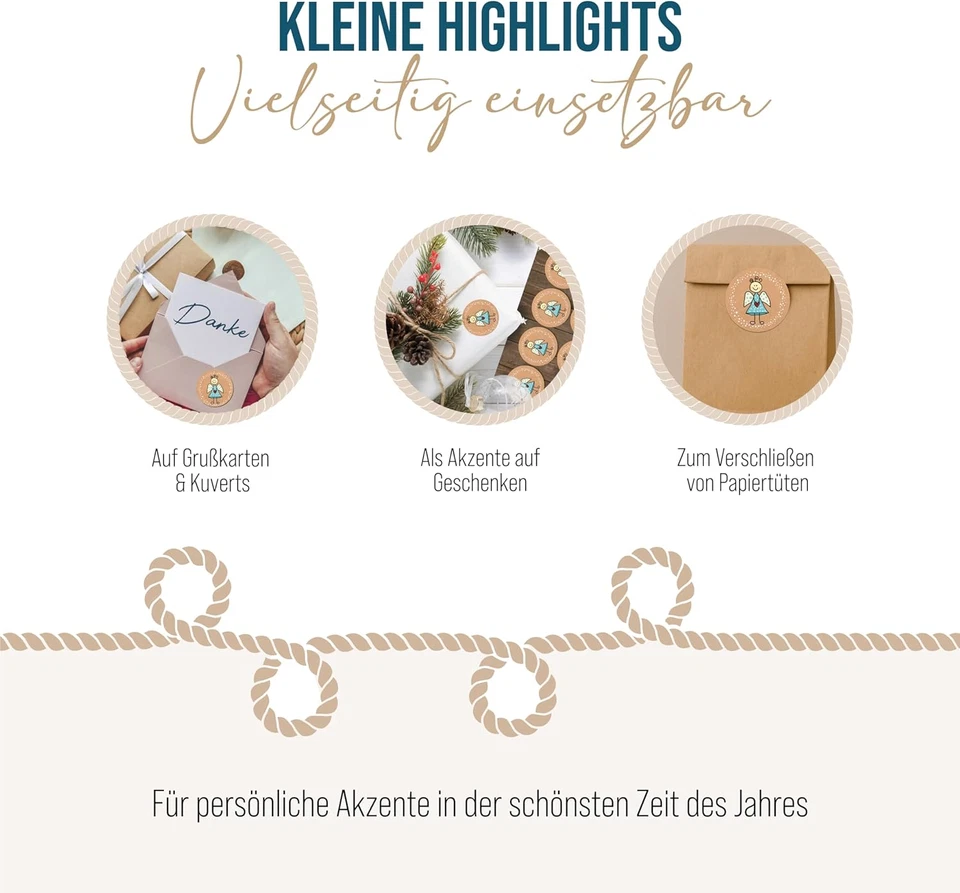 Weihnachtssticker Engel 96 Stück: Aufkleber Weihnachten Klein Selbstklebend Rund - Bild 4 von 4