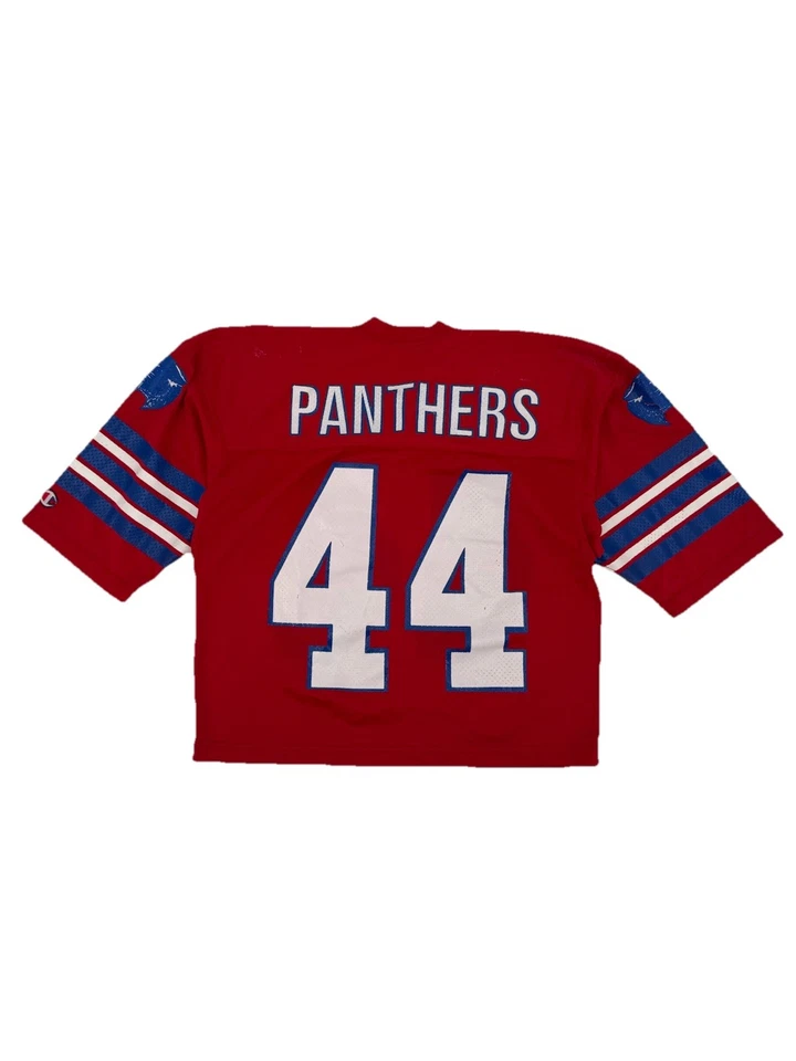 Vintage 80’s Champion Cropped Red White Blue Mesh Football Jersey Size Large - Image 2 of 4