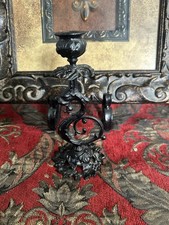 Antique French candle Holder with dragon faces, Louis XVI style, 19th century.