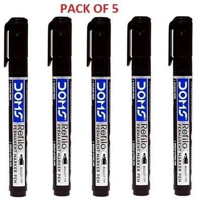 Doms Refilo Ink Pens Black (Pack of 5 ) whiteboard marker