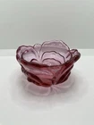 Vintage Fenton Cranberry Pink Glass Rose Bowl Embossed Petals Stamped