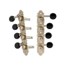 Grover 409FNB 409 Series  F  Style Mandolin Tuners, Nickel w/Black Buttons