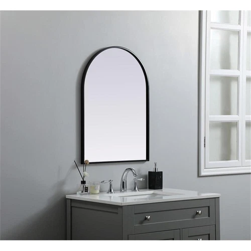 Elegant Decor Ayra 22x30" Arch Modern MDF Wood/Iron Mirror in Black - Picture 8 of 9