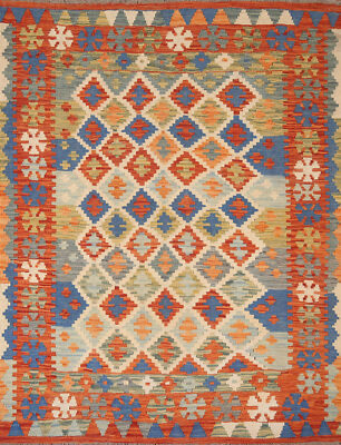Flatweave Reversible Tribal Kilim Kelim Rugs Handwoven Wool Carpets 5x6 ft
