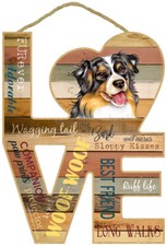 Austrailian Shepherd Aussie Word Art Love Wood Cut Out 8x11 Hanging Dog Sign L84