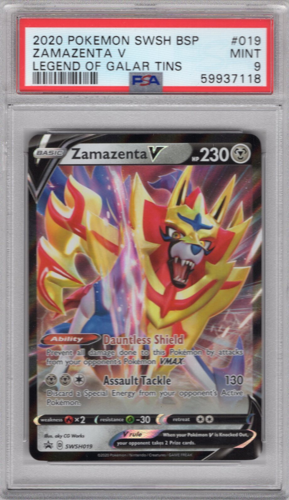 Pokemon - Zamazenta V - Holo - SWSH Black Star Promo - SWSH019 - PSA 9 MINT B