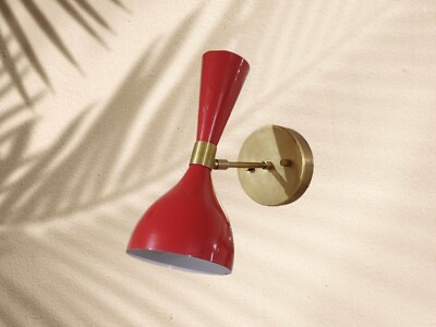 1950's Mid Century Handmade Brass Italian Diabolo Wall Sconce Light