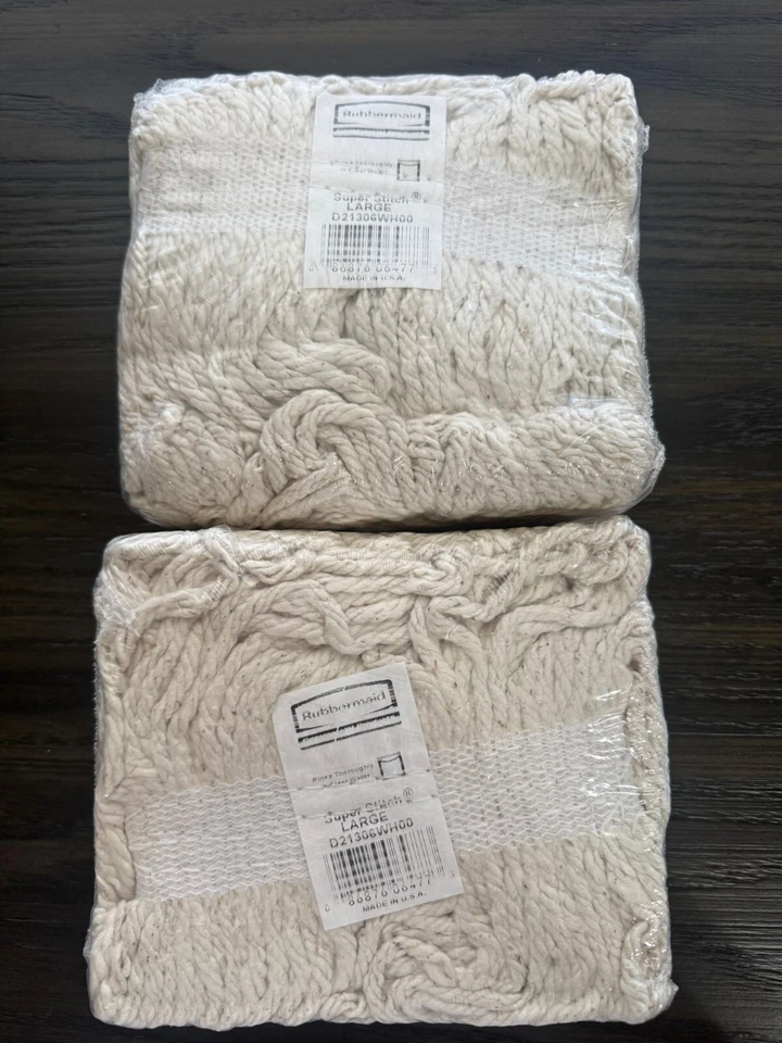 Juego de 2 productos comerciales Rubbermaid D21306WH00 fregona húmeda blanca Foto 2 de 3