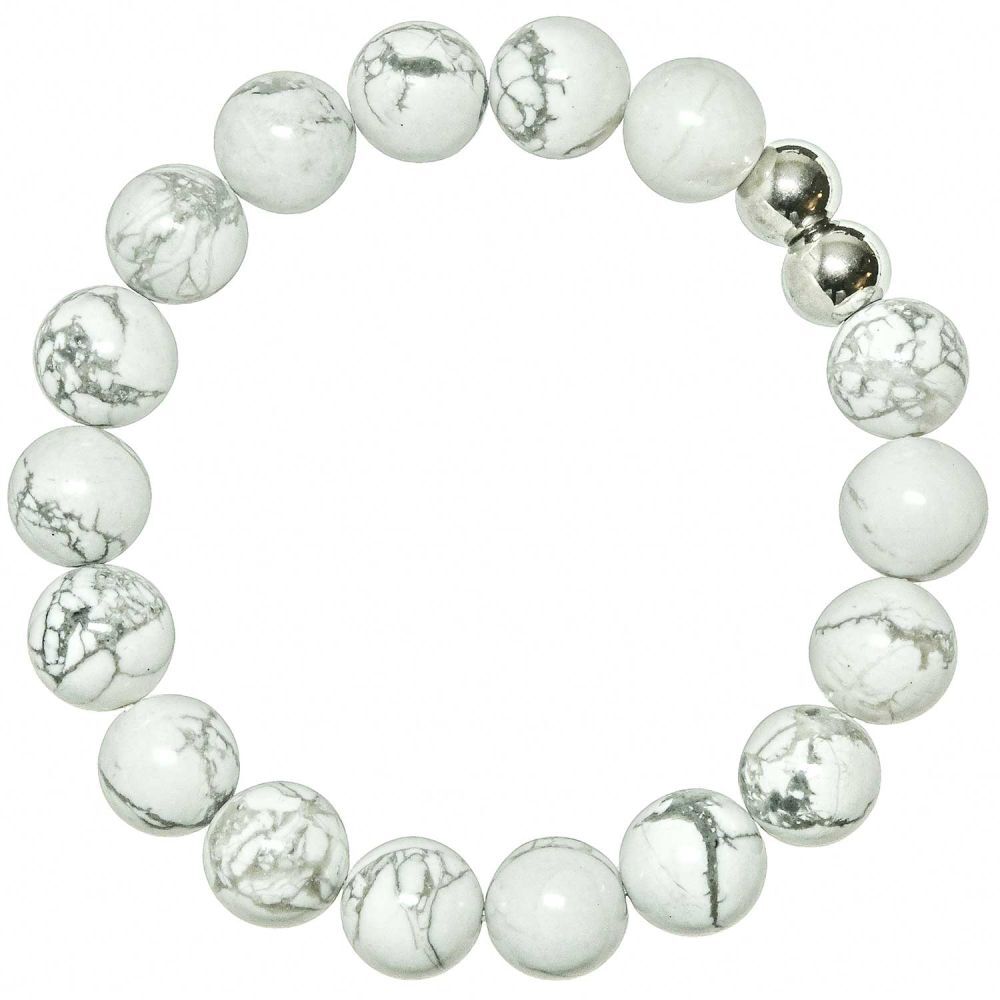 Bracelet en howlite 10 mm anti-stress pour retrouver le calme intérieur