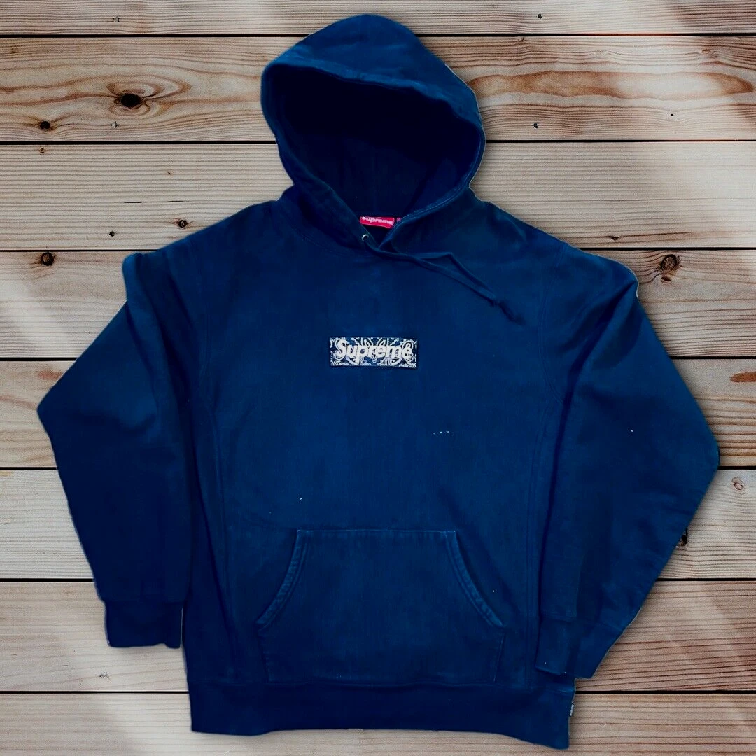 Supreme Bandana Box Logo Hoodie Sweatshirt XL Navy