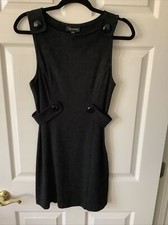 womens bebe sz Small Black pull over sleeveless dress/jumper w attached belt