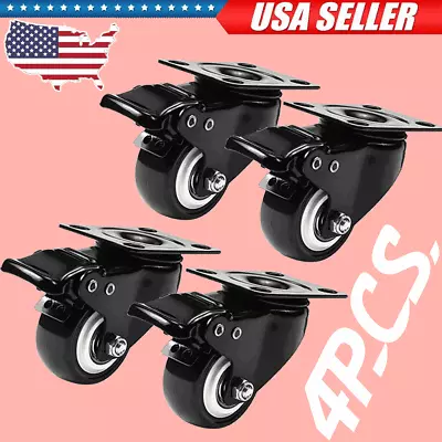 FOH 4 x Heavy Duty Swivel Castor Wheels Trolley 2inch Furniture Casters Rubber 200kg