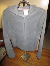Women's Adidas Gray Fleece Zip Hooded Jacket Size L Fits Like M GUC