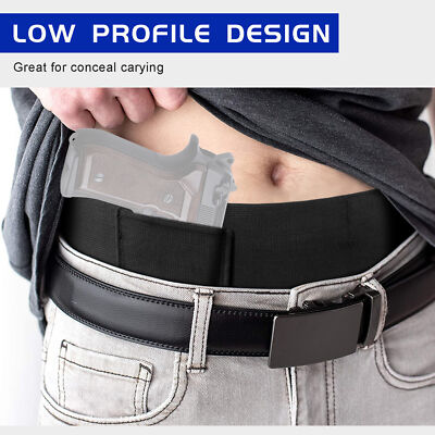 Belly Band Holster For Concealed Carry – Cowhide Leather & Elastic, Adjustable, With Magazine Pouch