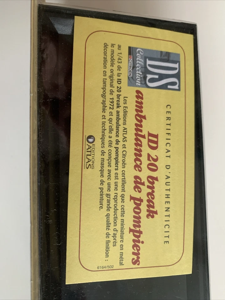 CITROËN ID 20 BREAK AMBULANCE DE POMPIERS 1/43 ATLAS EN BOITE - Photo 2/2