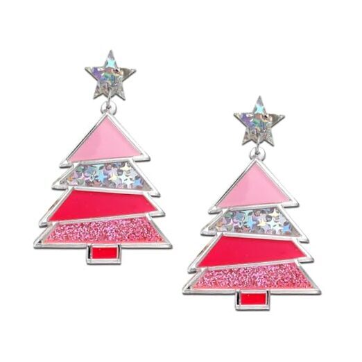 Christmas Farm Animals Dangle Drop Earrings for Women Holiday Earrings Pink