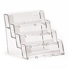 4-Pocket Clear Acrylic "deflect-o" Style Counter-Top Business Card Holder