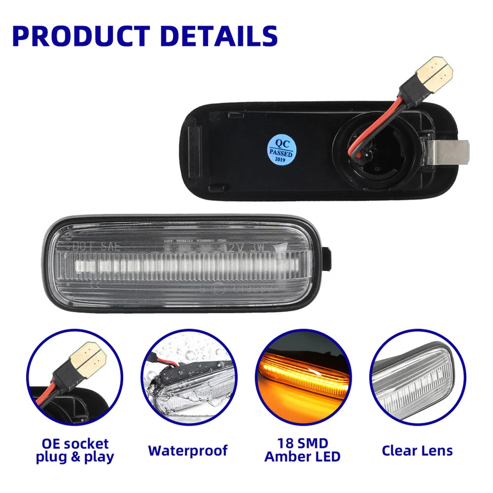 For 1996-2000 Honda Civic Dynamic Sequential LED Side Marker Turn Signal Lights Foto 3 de 4