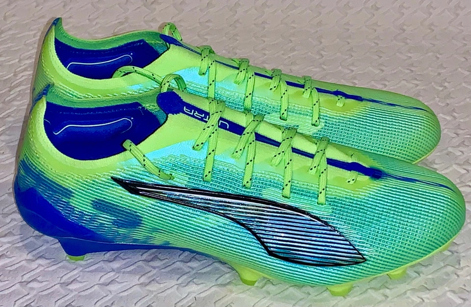 PUMA Ultra 5 Ultimate Fizzy Apple Lime Green Blue FG Soccer Cleats Mens 7 7.5 8 - Image 2 of 4