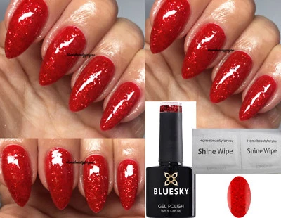 BLUESKY GEL NAIL POLISH SANTAS RED DREAM GLITTER UV LED SOAK OFF CHRISTMAS COLOR