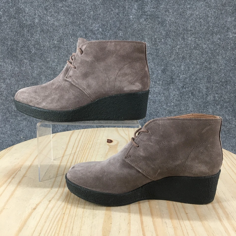 Botas Clarks para mujer 7,5 M Athie Terra cuña desierto gris con cordones cuña 26119958 Foto 2 de 4