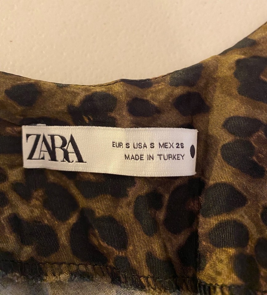 Zara Maxi Slip Dress Animal Print Black Brown Small eBay