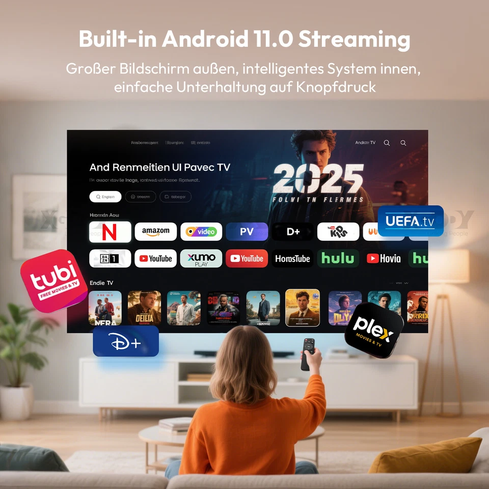 4K Beamer Projektor UHD WiFi Bluetooth Smart Heimkino Mini Tragbar Weiß 2025 - Bild 4 von 4